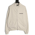 Balenciaga BLCG Front and Back Logo Embroidered Off-White Stand-Collar Jacket