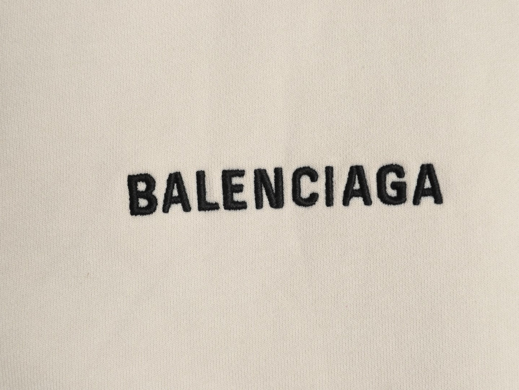 Balenciaga BLCG Front and Back Logo Embroidered Off-White Stand-Collar Jacket
