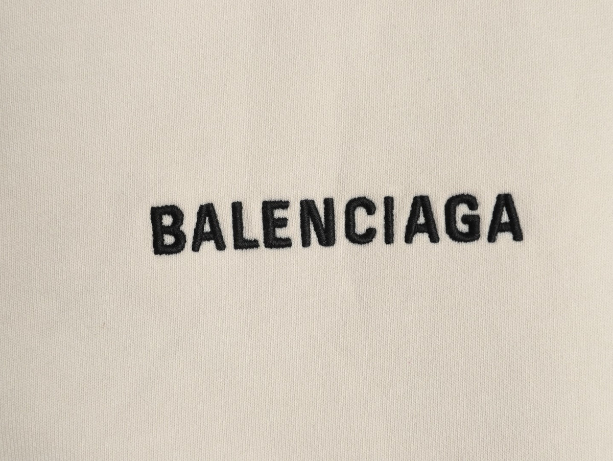 Balenciaga BLCG Front and Back Logo Embroidered Off-White Stand-Collar Jacket