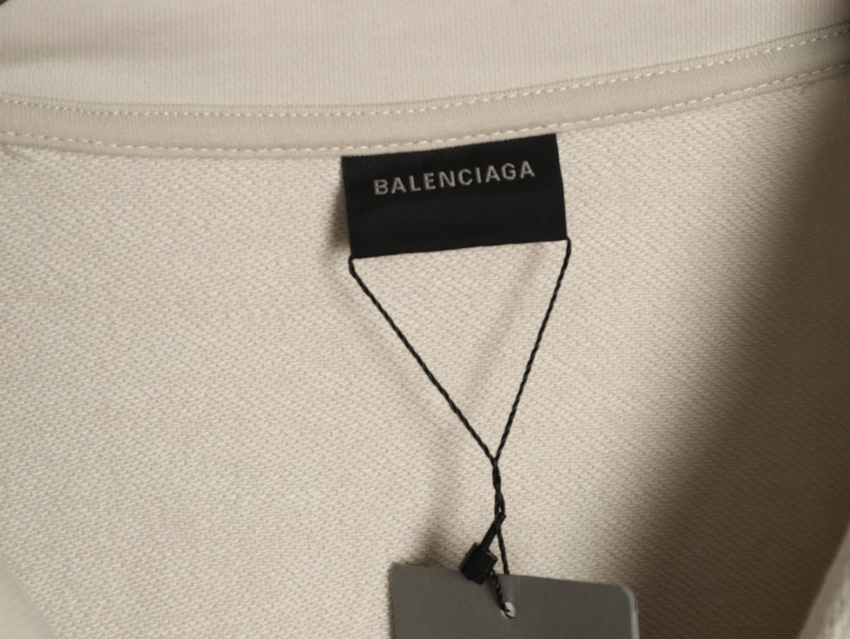 Balenciaga BLCG Front and Back Logo Embroidered Off-White Stand-Collar Jacket