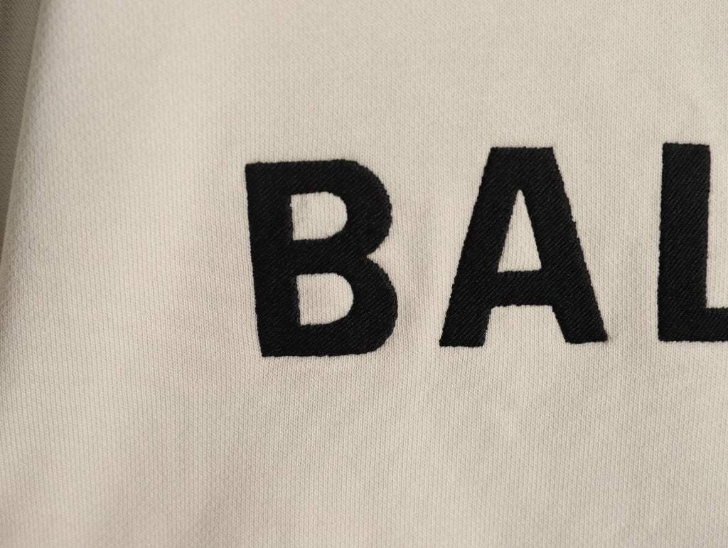 Balenciaga BLCG Front and Back Logo Embroidered Off-White Stand-Collar Jacket