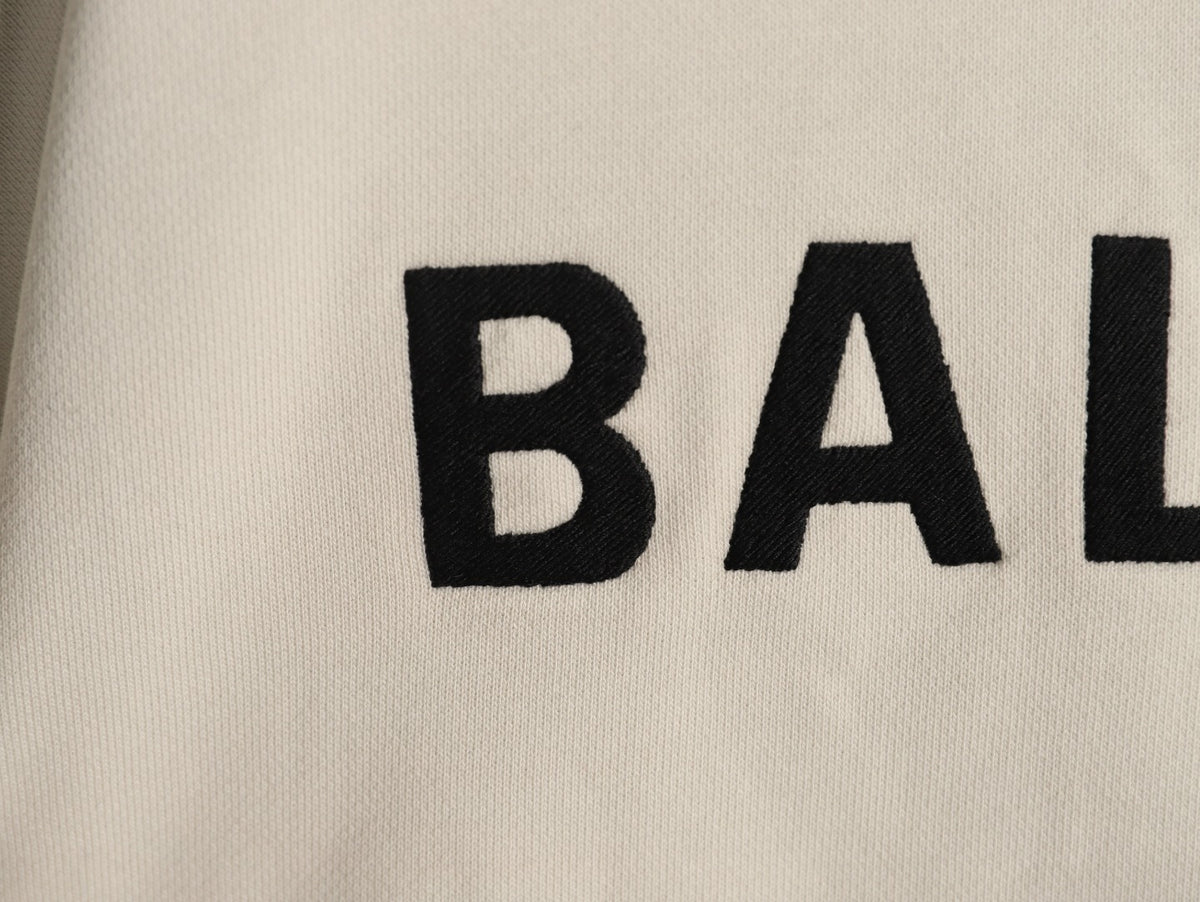 Balenciaga BLCG Front and Back Logo Embroidered Off-White Stand-Collar Jacket