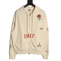 Balenciaga BLCG Tattoo Graphic Off-White Zip-Up Hoodie