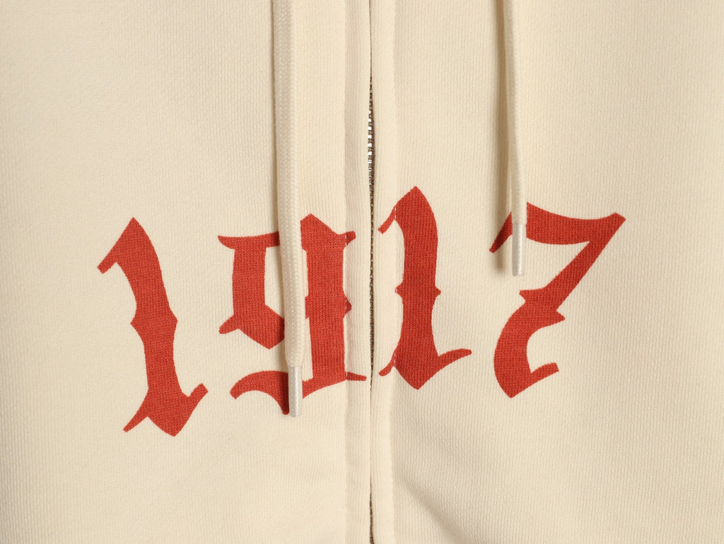 Balenciaga BLCG Tattoo Graphic Off-White Zip-Up Hoodie