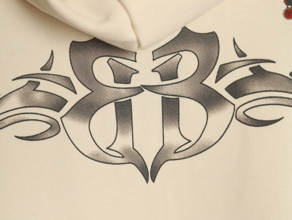 Balenciaga BLCG Tattoo Graphic Off-White Zip-Up Hoodie