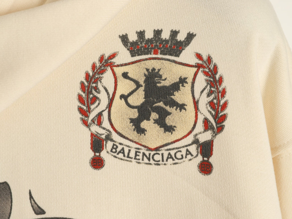 Balenciaga BLCG Tattoo Graphic Off-White Zip-Up Hoodie