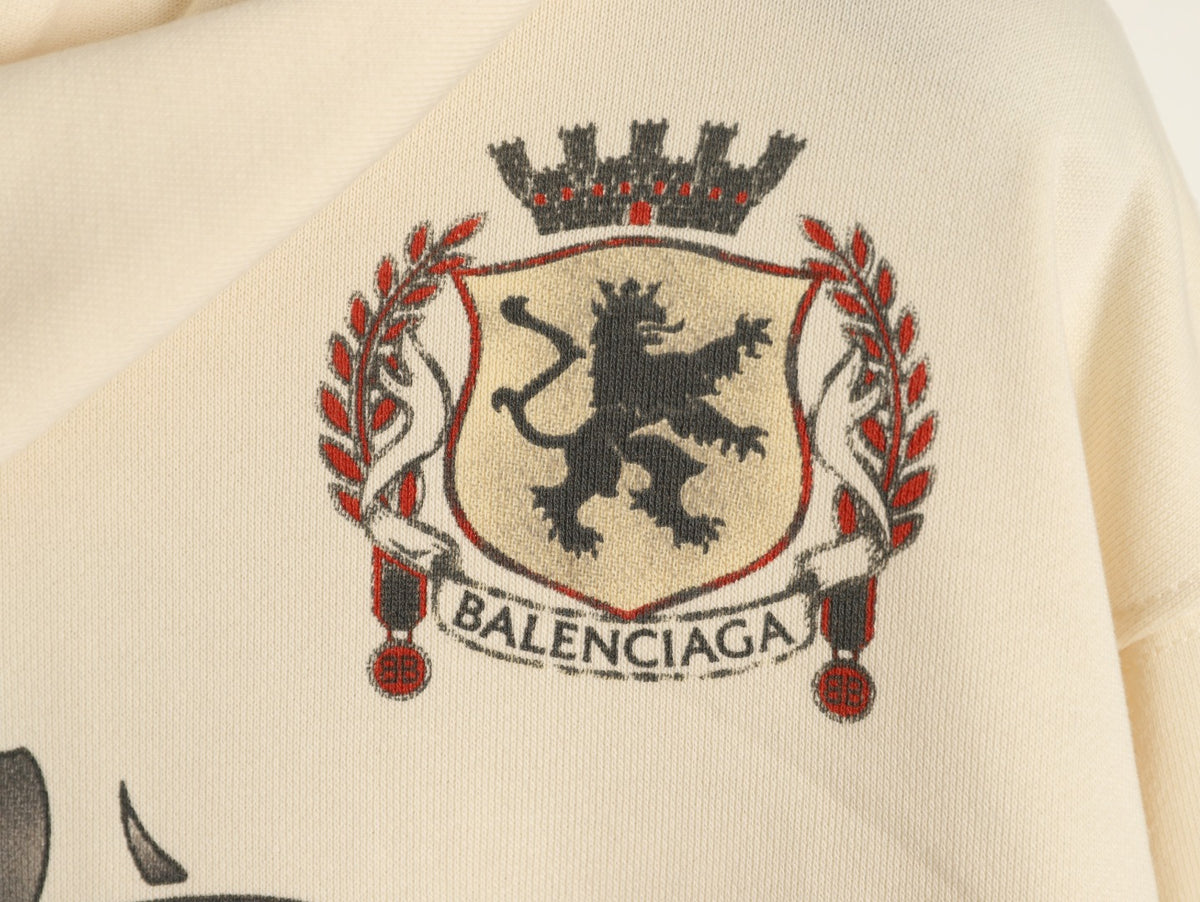 Balenciaga BLCG Tattoo Graphic Off-White Zip-Up Hoodie