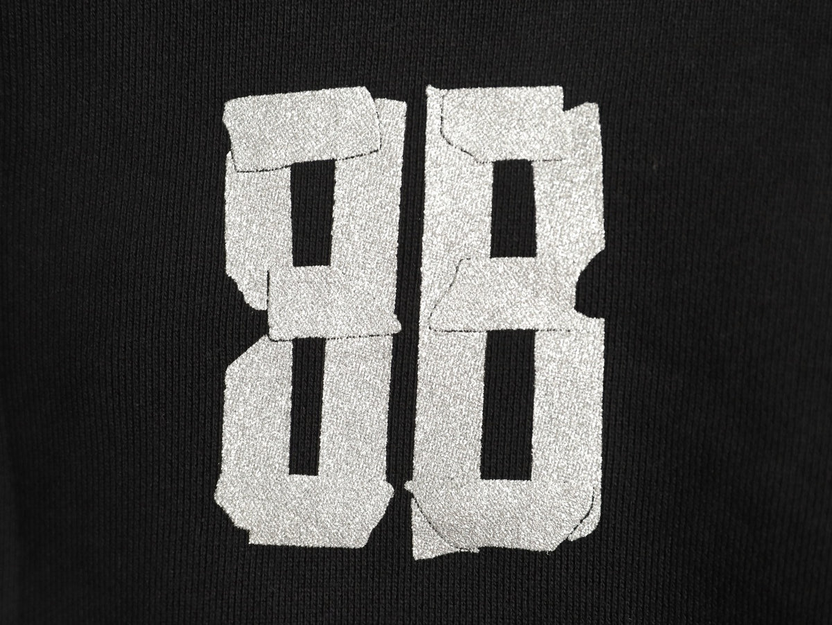 Balenciaga BLCG Glitter BB Tape-Effect Black Zip-Up Hoodie