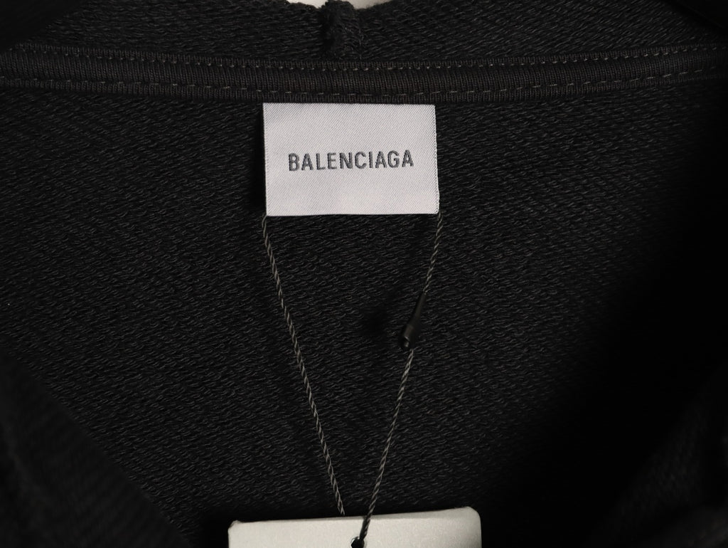 Balenciaga BLCG Glitter BB Tape-Effect Black Zip-Up Hoodie