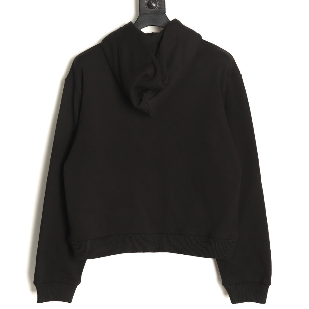 Celine CE Cartoon Lettering Print Black Zip-Up Hoodie