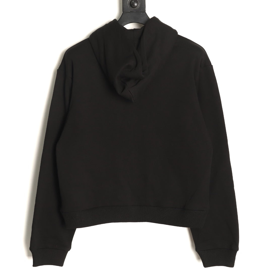 Celine CE Cartoon Lettering Print Black Zip-Up Hoodie