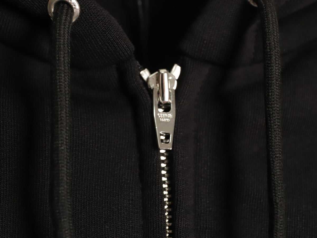 Celine CE Cartoon Lettering Print Black Zip-Up Hoodie