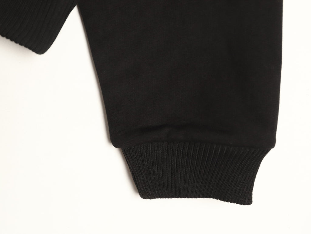 Celine CE Cartoon Lettering Print Black Zip-Up Hoodie