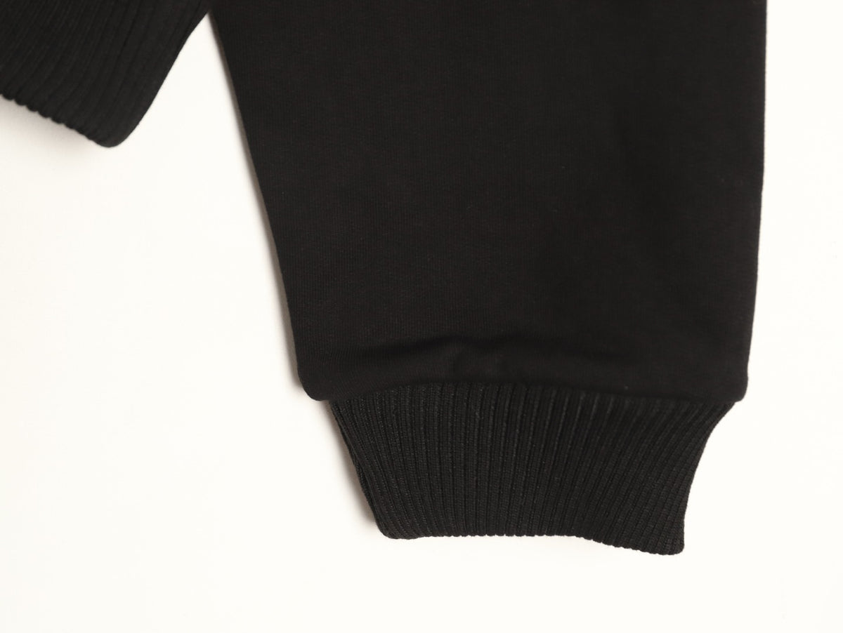 Celine CE Cartoon Lettering Print Black Zip-Up Hoodie