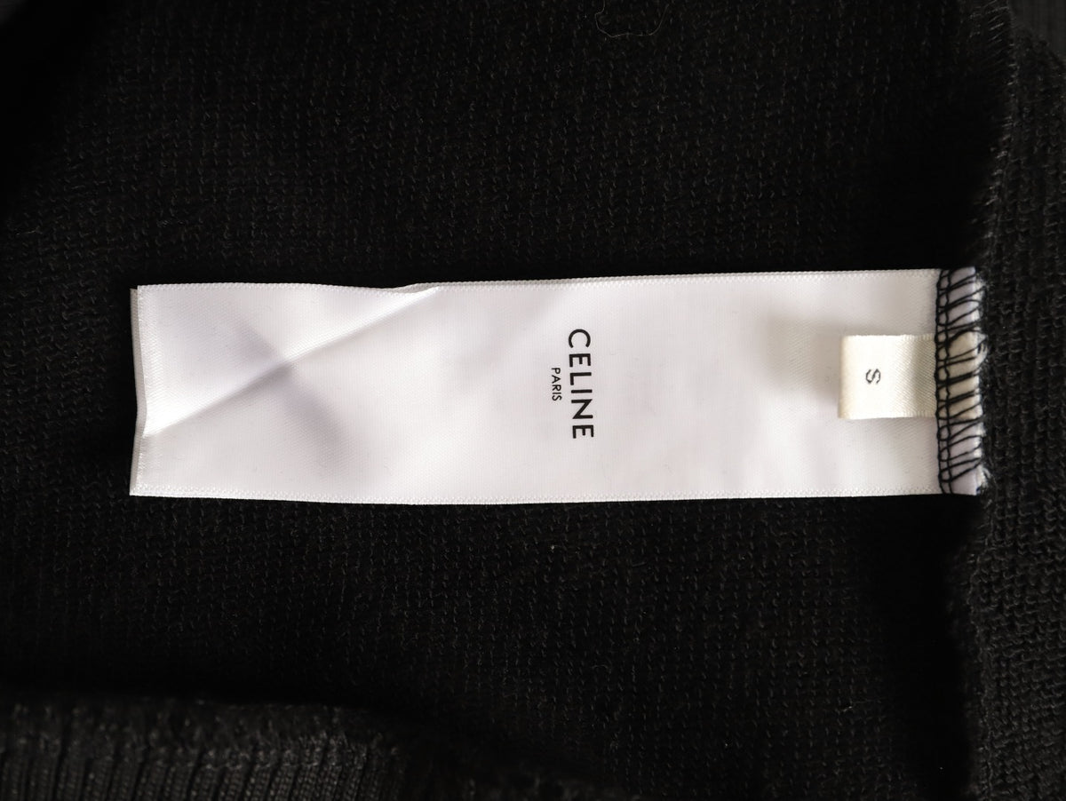 Celine CE Cartoon Lettering Print Black Zip-Up Hoodie