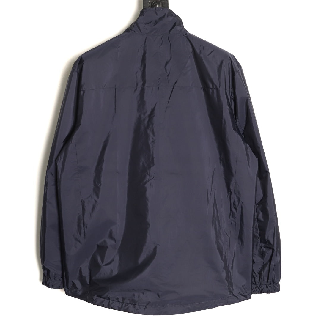 Prada PRD Recycled Nylon Reversible Black and Navy Stand-Collar Jacket