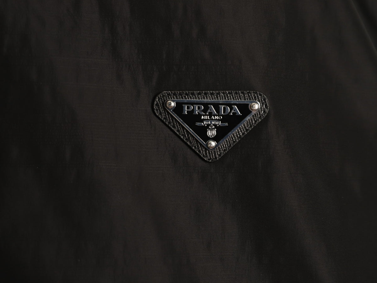 Prada PRD Recycled Nylon Reversible Black and Navy Stand-Collar Jacket