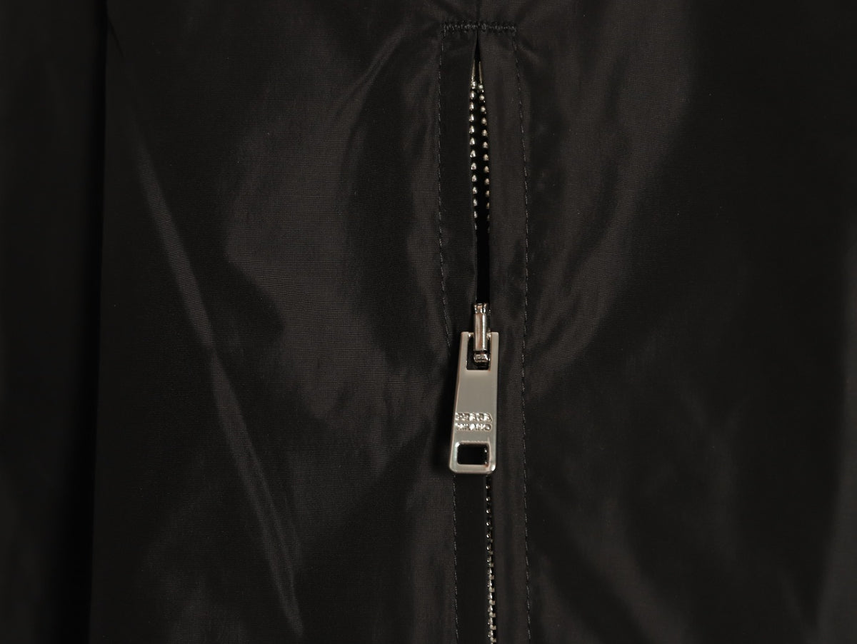 Prada PRD Recycled Nylon Reversible Black and Navy Stand-Collar Jacket