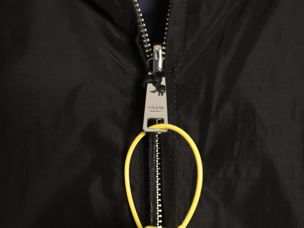 Prada PRD Recycled Nylon Reversible Black and Navy Stand-Collar Jacket