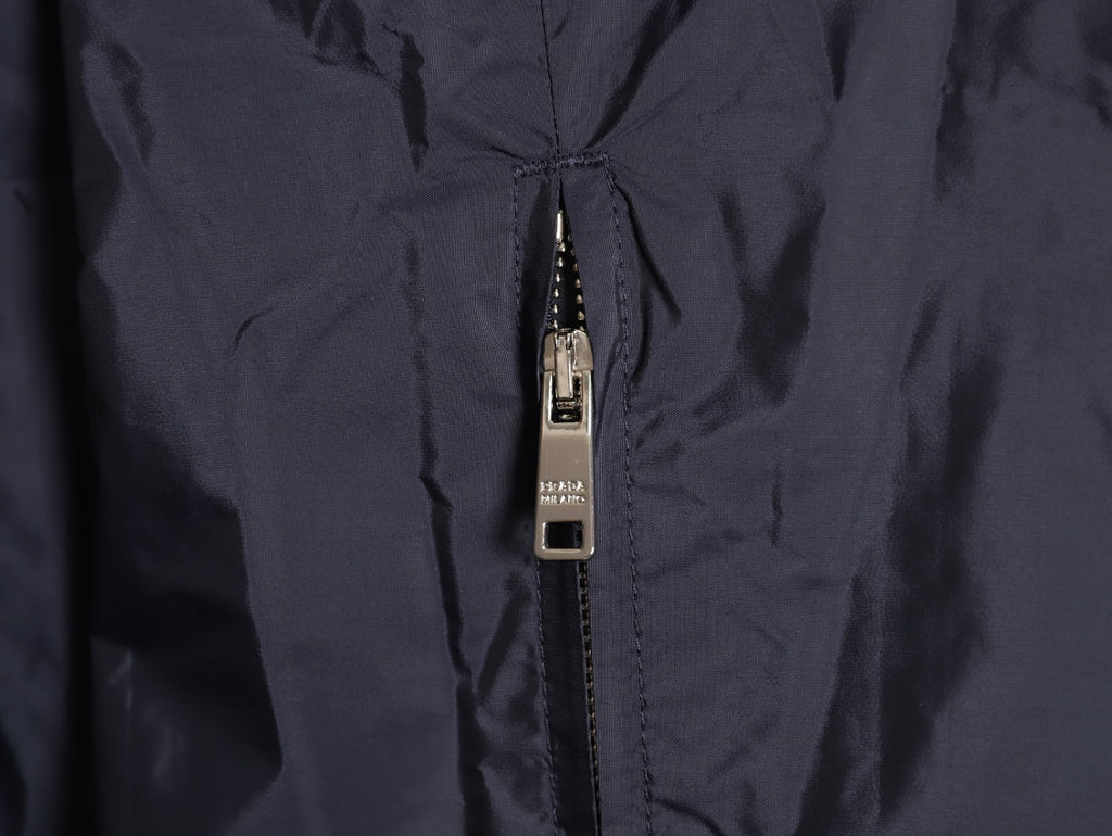 Prada PRD Recycled Nylon Reversible Black and Navy Stand-Collar Jacket