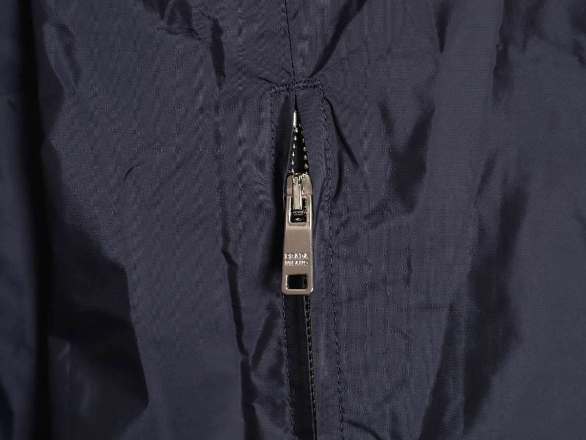 Prada PRD Recycled Nylon Reversible Black and Navy Stand-Collar Jacket