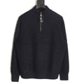Louis Vuitton 26SS Checkerboard Detail Black Half-Zip High-Neck Knit Sweater