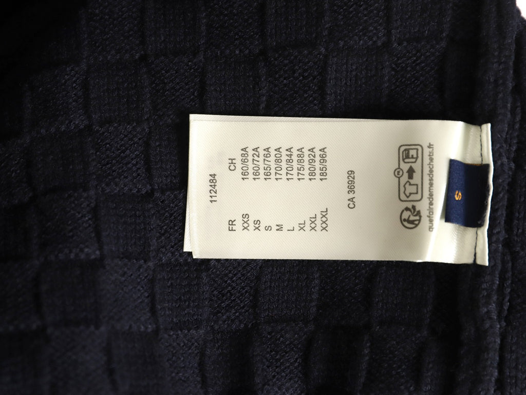 Louis Vuitton 26SS Checkerboard Detail Black Half-Zip High-Neck Knit Sweater