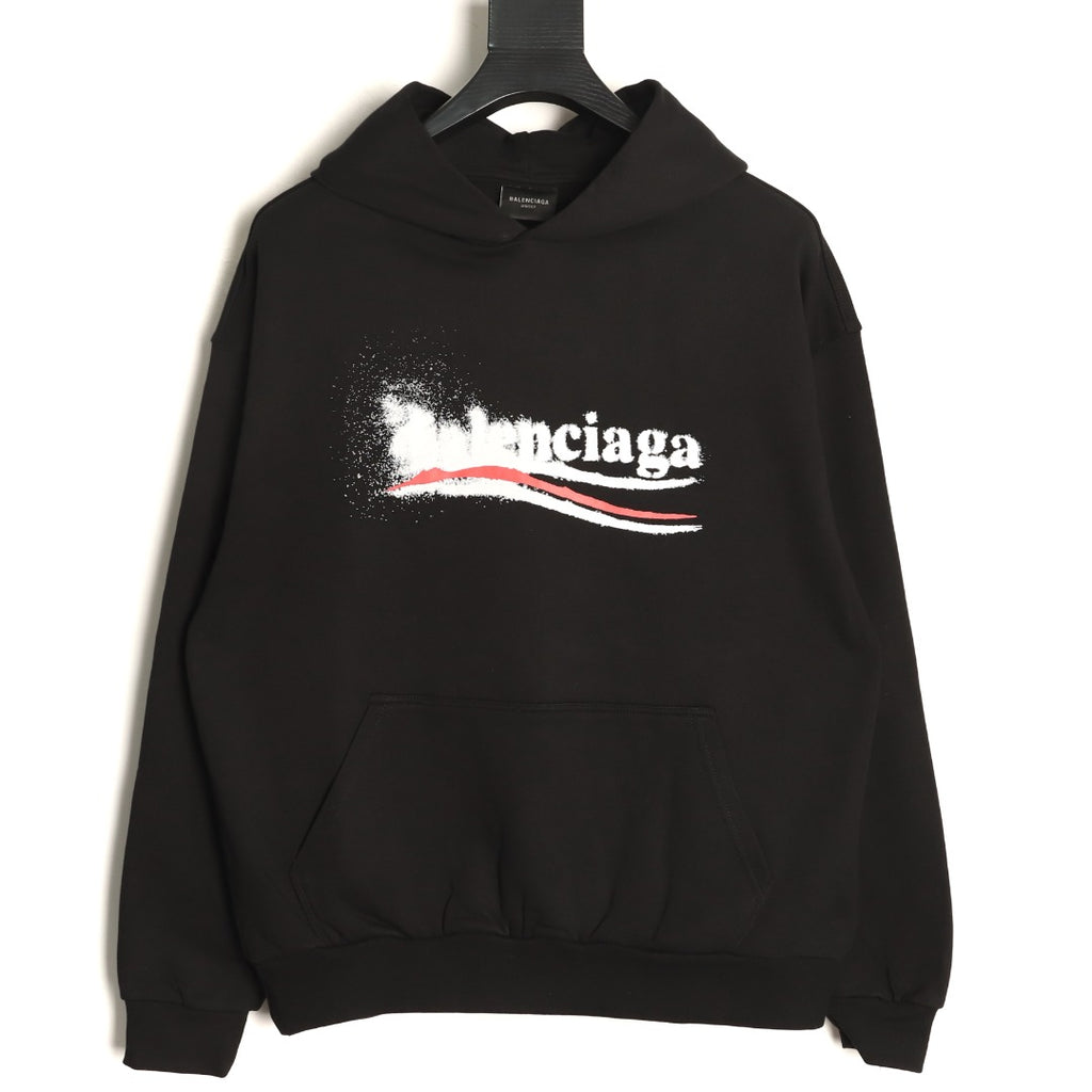 Balenciaga BLCG 26SS Blurred Cola-Style Logo Black Hoodie