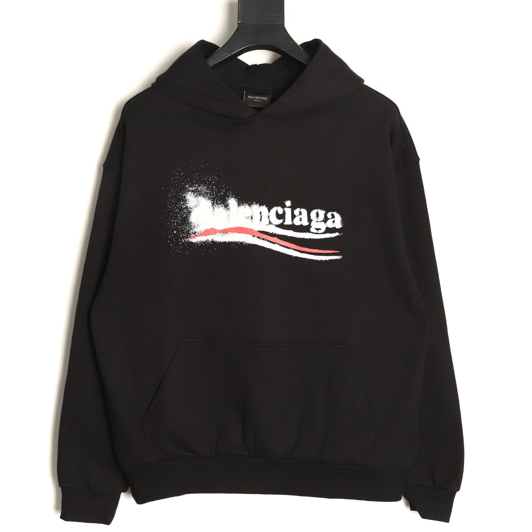 Balenciaga BLCG 26SS Blurred Cola-Style Logo Black Hoodie