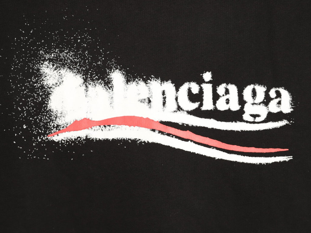 Balenciaga BLCG 26SS Blurred Cola-Style Logo Black Hoodie