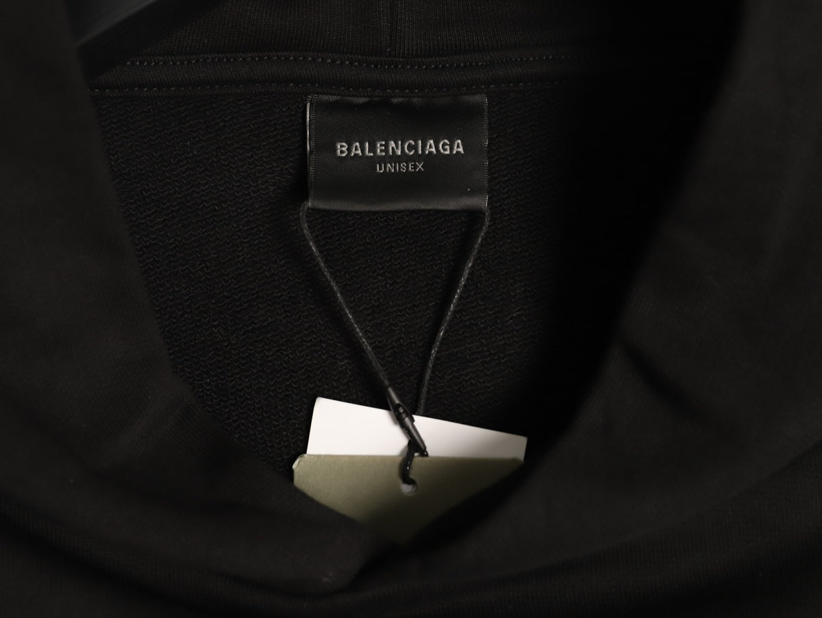 Balenciaga BLCG 26SS Blurred Cola-Style Logo Black Hoodie