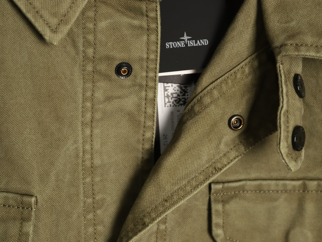 Stone Island Washed Olive Utility Work Jacket