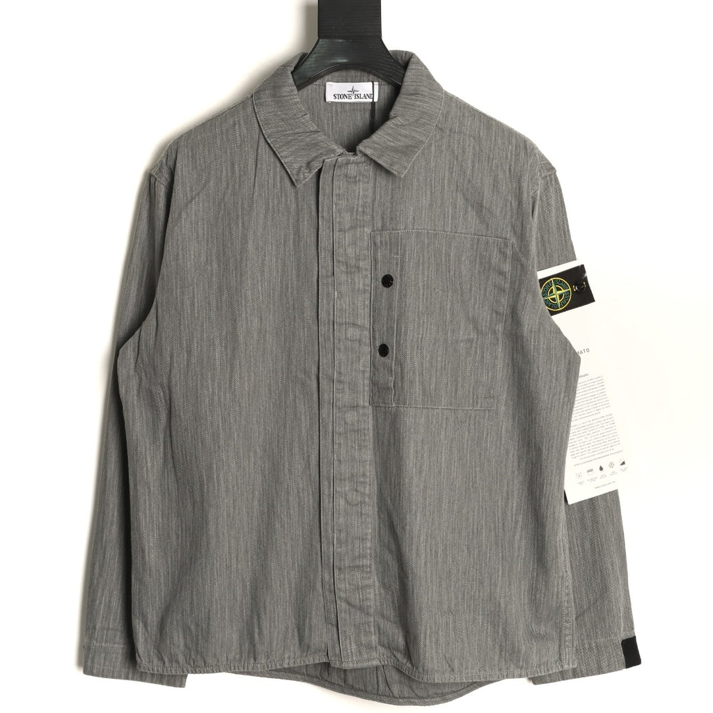 Stone Island Gray Utility Pocket Longline Shirt Jacket