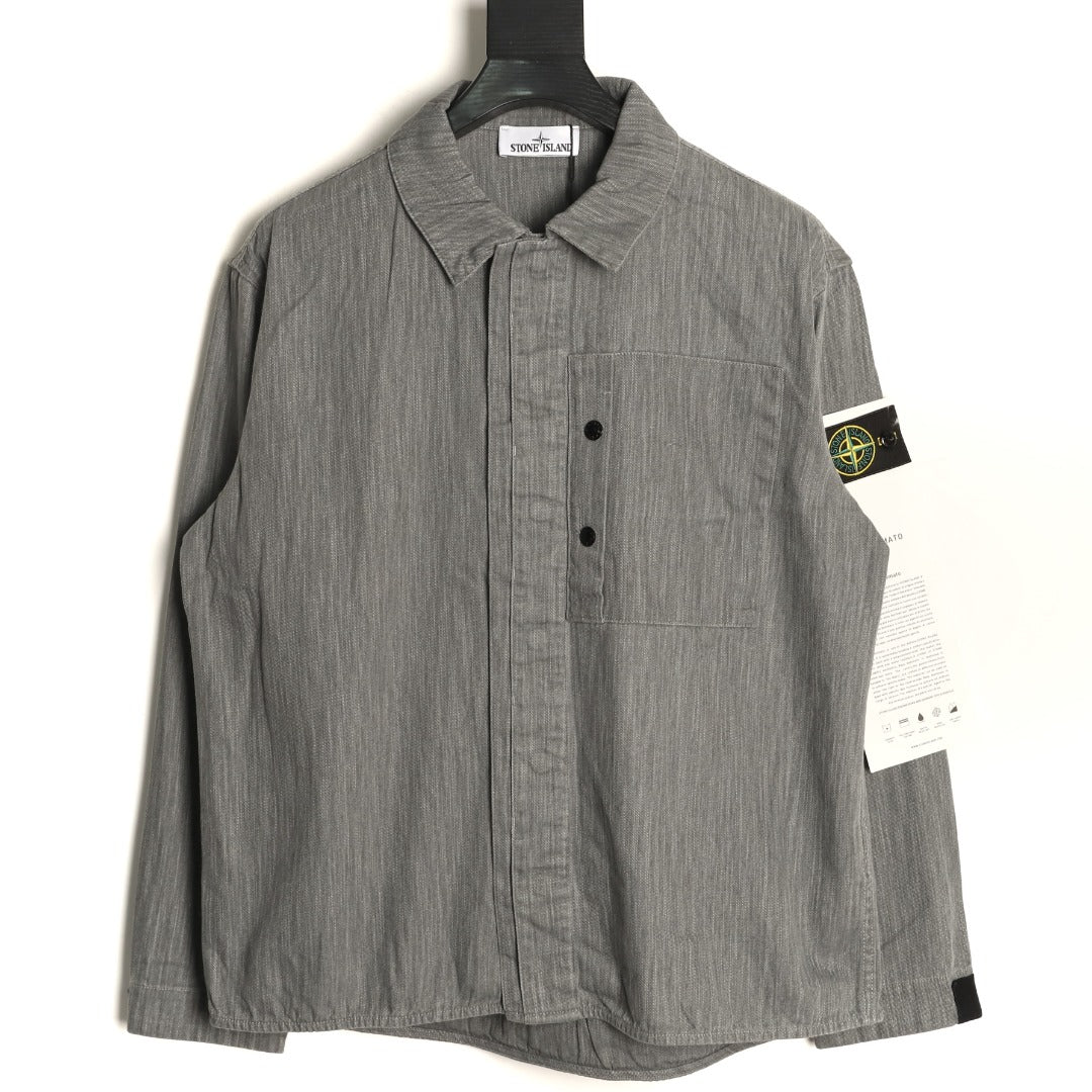 Stone Island Gray Utility Pocket Longline Shirt Jacket