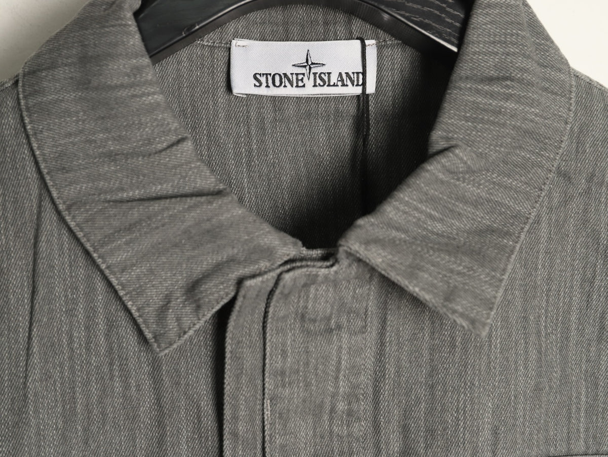 Stone Island Gray Utility Pocket Longline Shirt Jacket