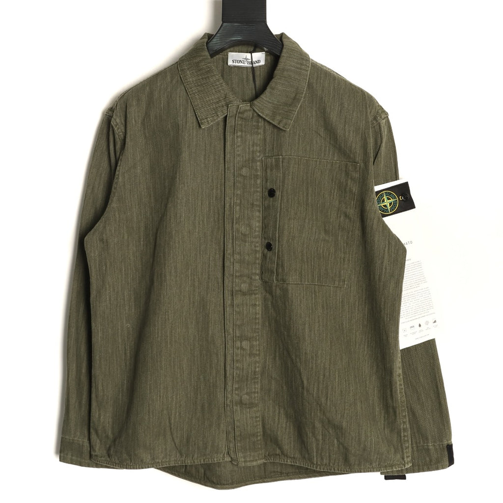 Stone Island Olive Utility Pocket Longline Shirt Jacket