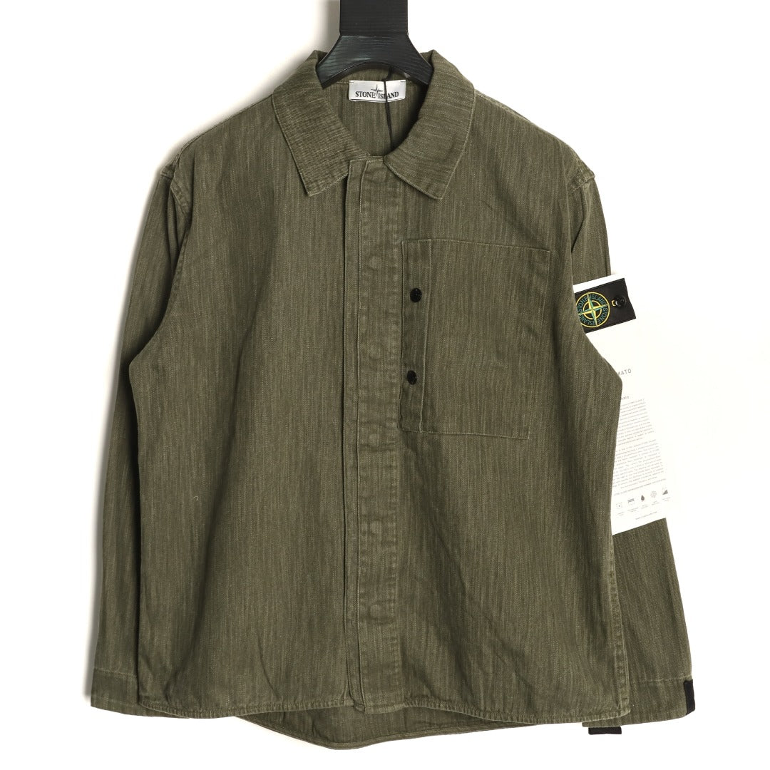 Stone Island Olive Utility Pocket Longline Shirt Jacket