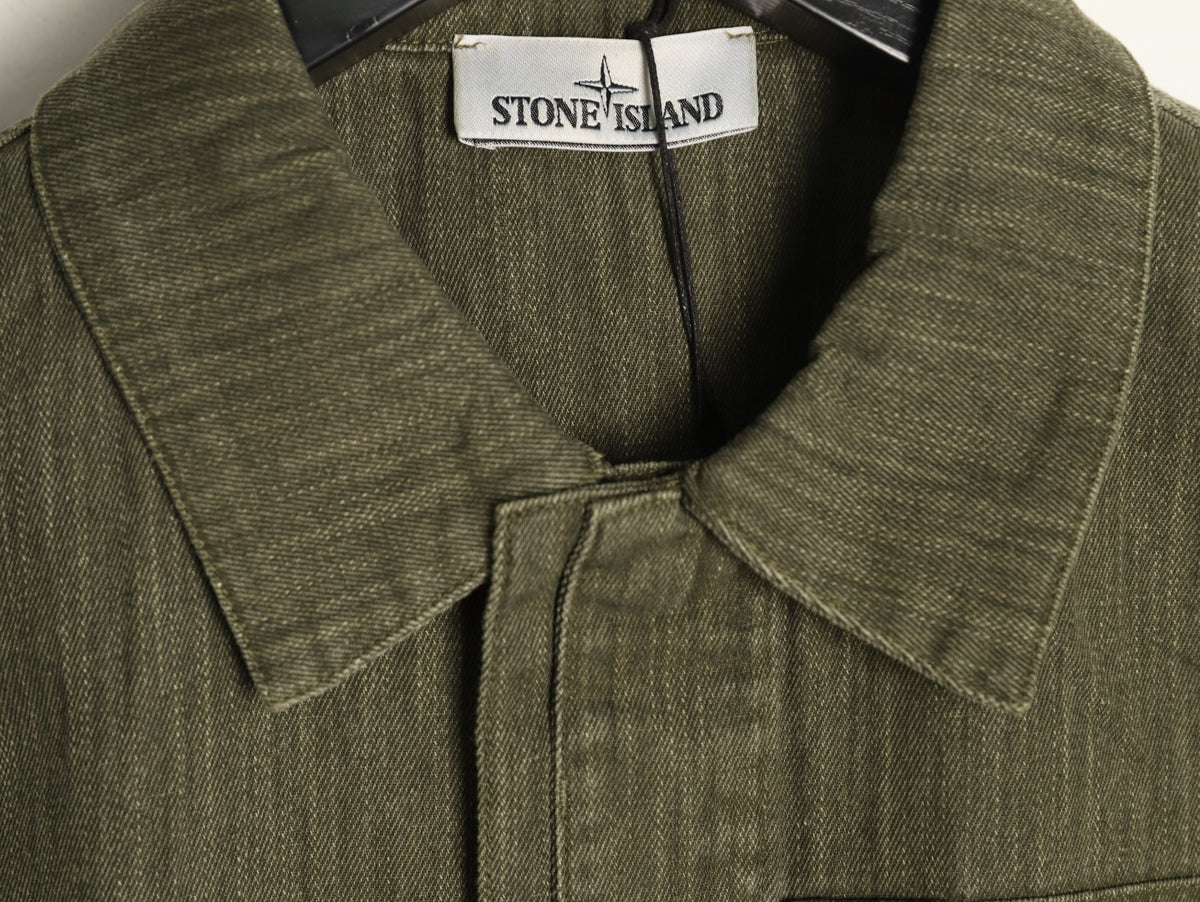 Stone Island Olive Utility Pocket Longline Shirt Jacket