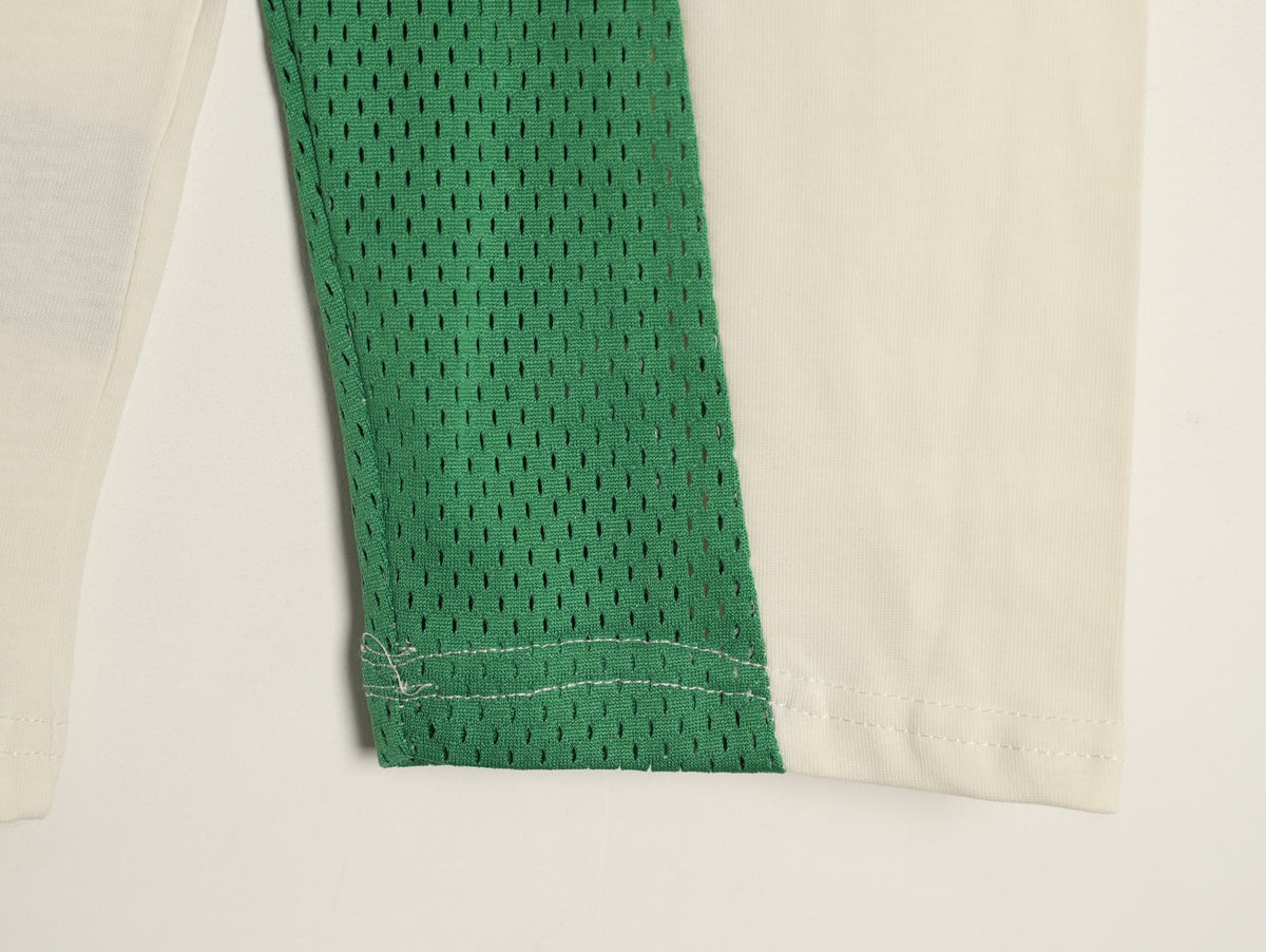 Supreme x Vanson Leathers SS26 Mesh-Panel Logo Embroidered Cream Long-Sleeve Top