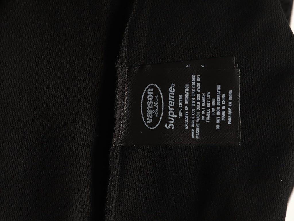 Supreme x Vanson Leathers SS26 Mesh-Panel Logo Embroidered Black Long-Sleeve Top