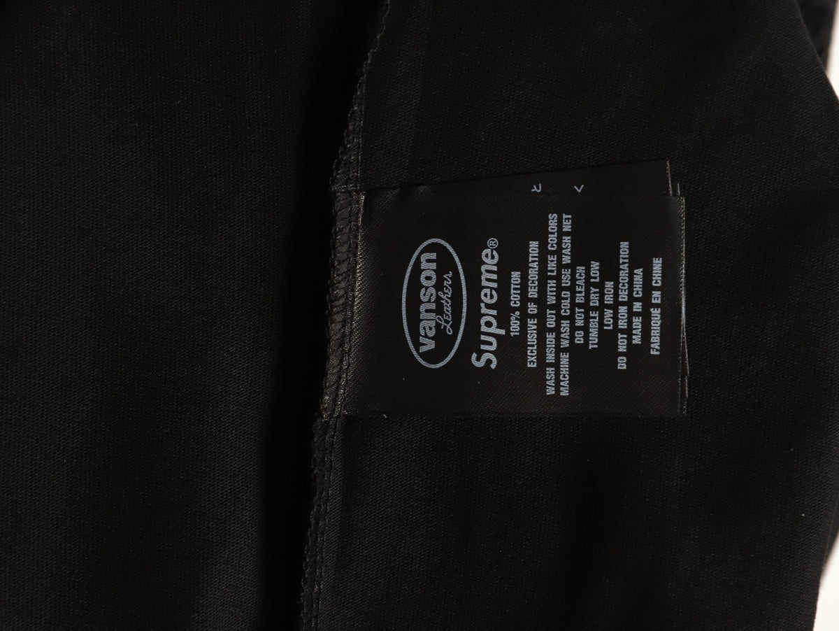 Supreme x Vanson Leathers SS26 Mesh-Panel Logo Embroidered Black Long-Sleeve Top