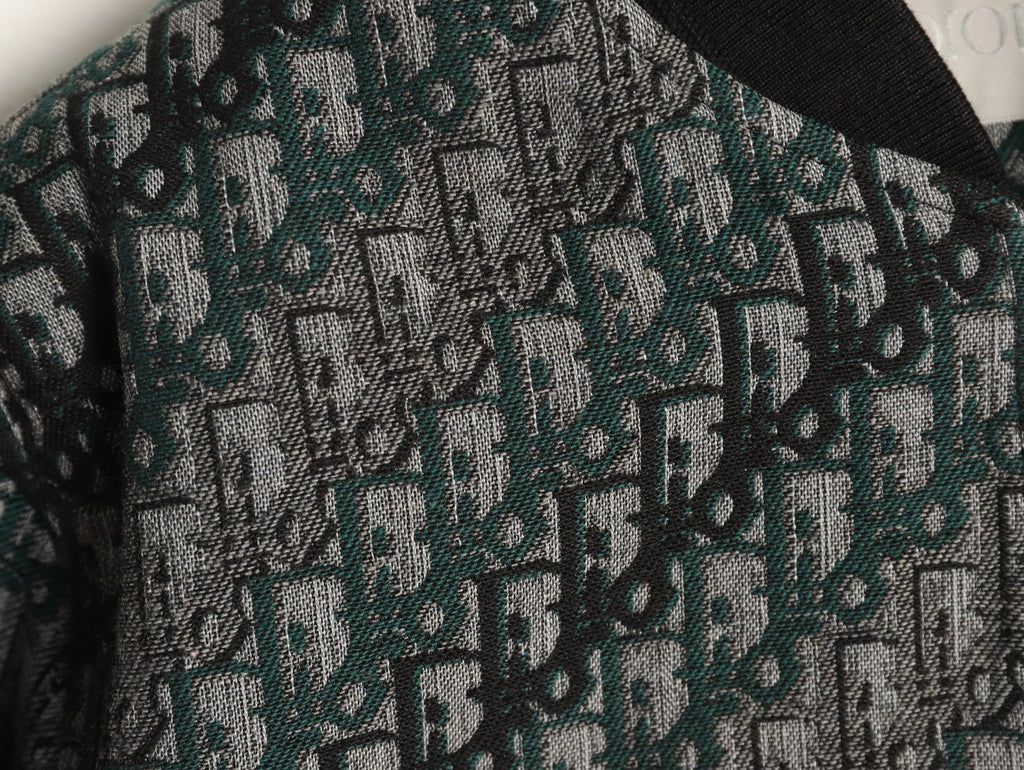 Dior All-Over Jacquard Gray Baseball-Collar Zip Jacket