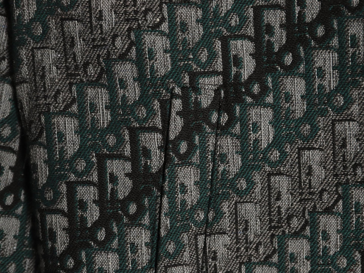 Dior All-Over Jacquard Gray Baseball-Collar Zip Jacket