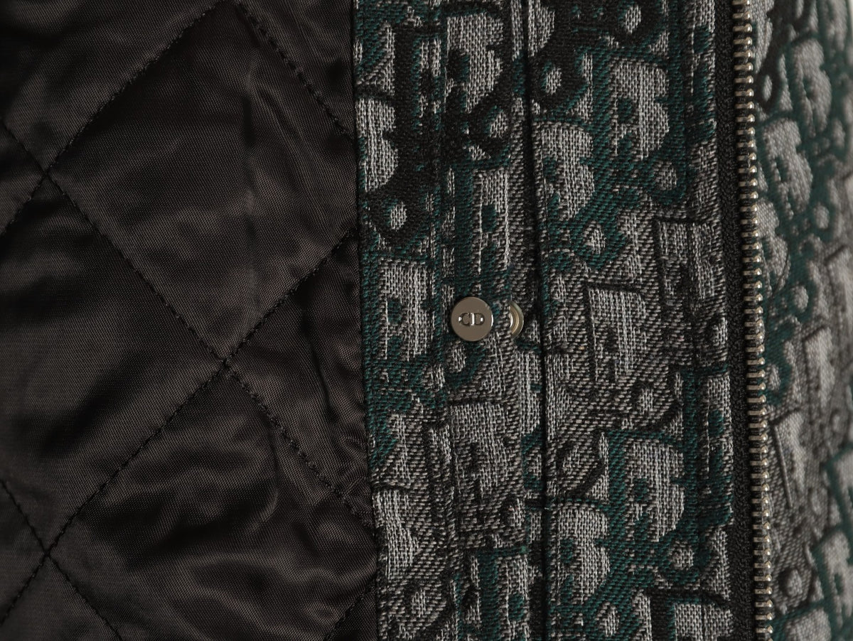 Dior All-Over Jacquard Gray Baseball-Collar Zip Jacket