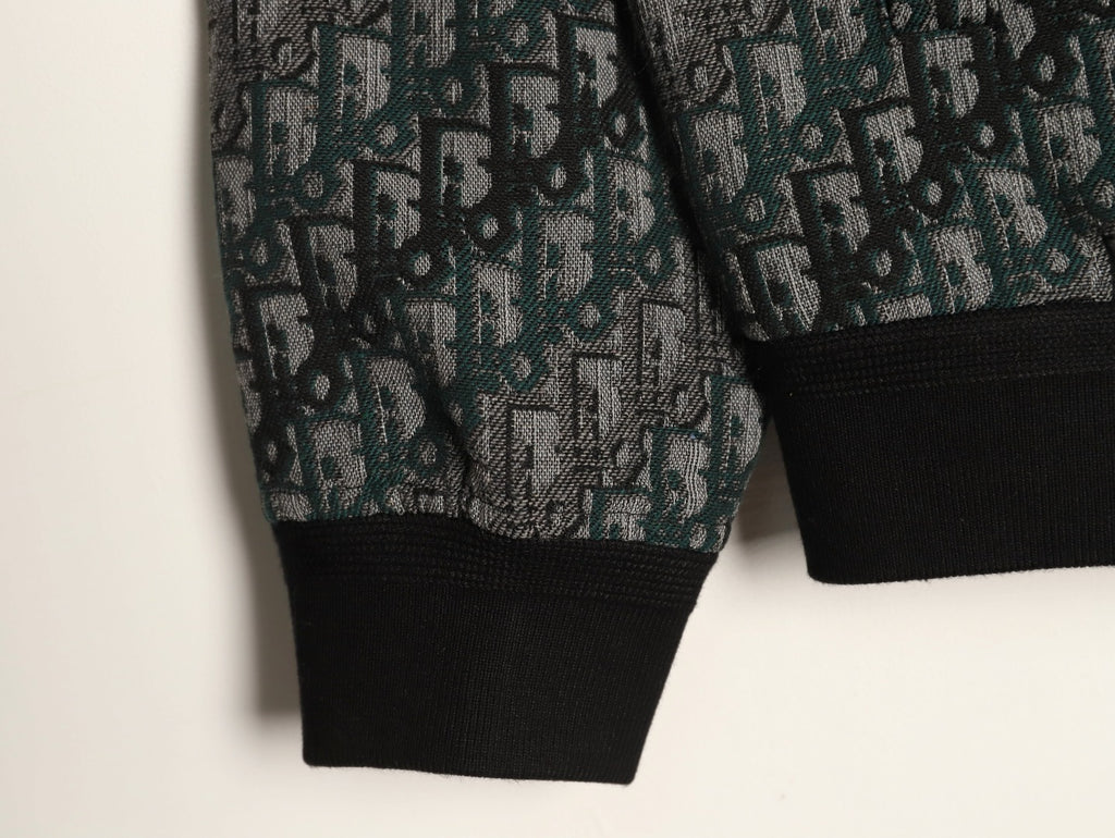 Dior All-Over Jacquard Gray Baseball-Collar Zip Jacket