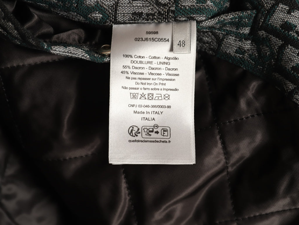 Dior All-Over Jacquard Gray Baseball-Collar Zip Jacket