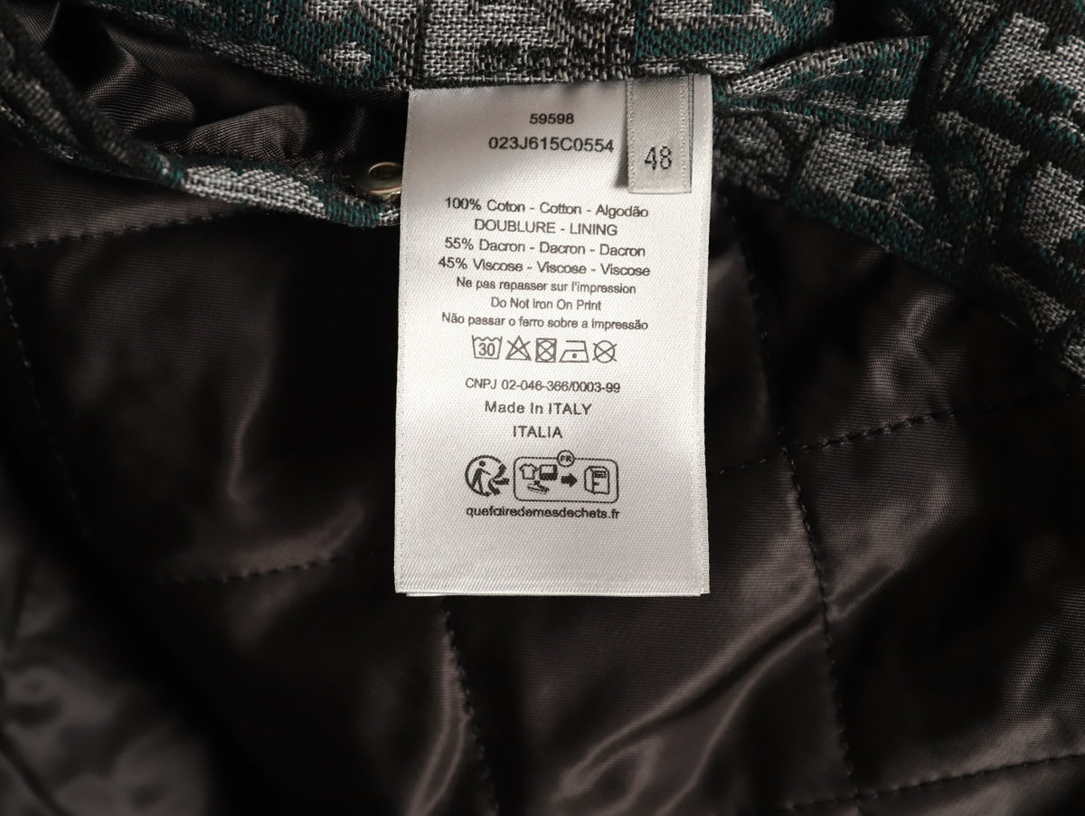 Dior All-Over Jacquard Gray Baseball-Collar Zip Jacket