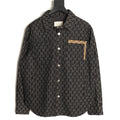 Gucci Vintage Jacquard Contrast-Pocket Black Long-Sleeve Shirt Jacket