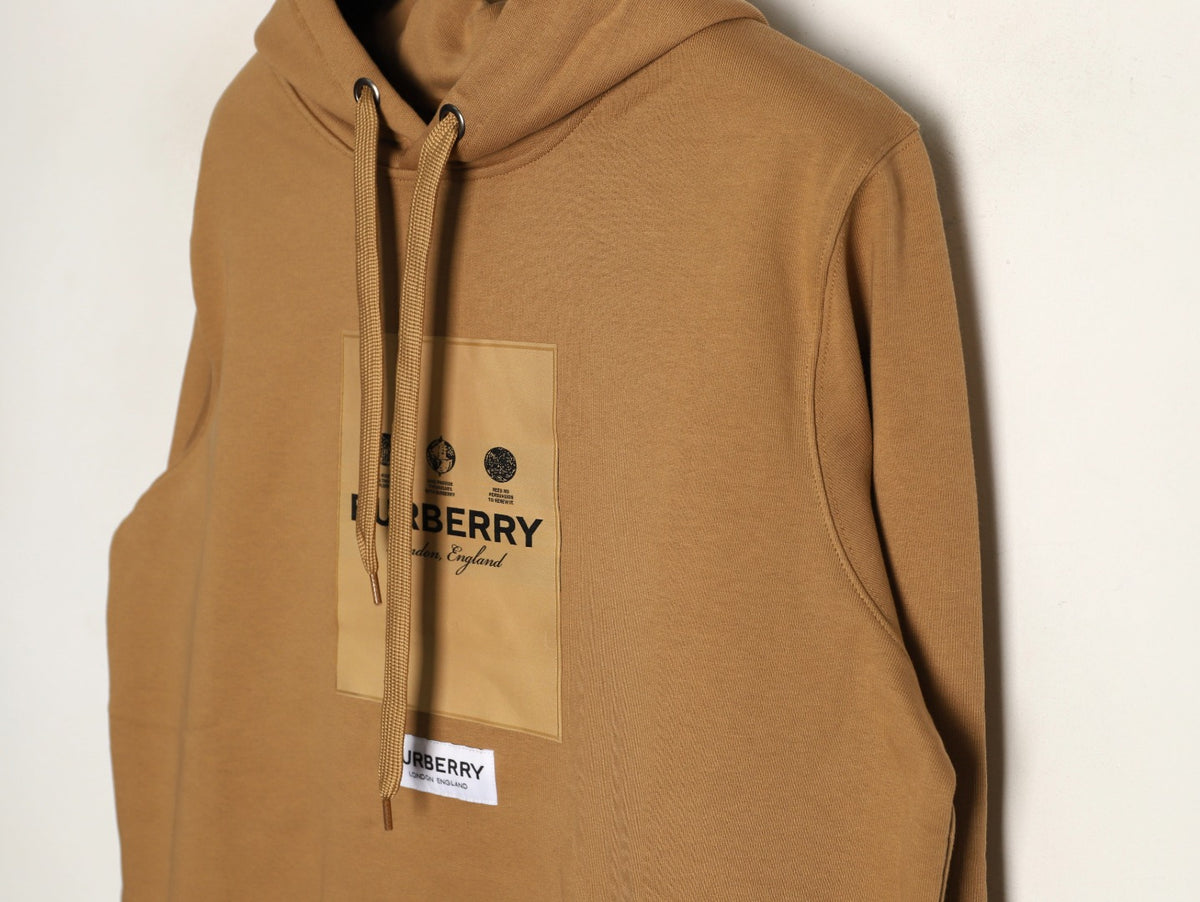 Burberry 22FW Label Patch Camel Hooded Sweatshirt