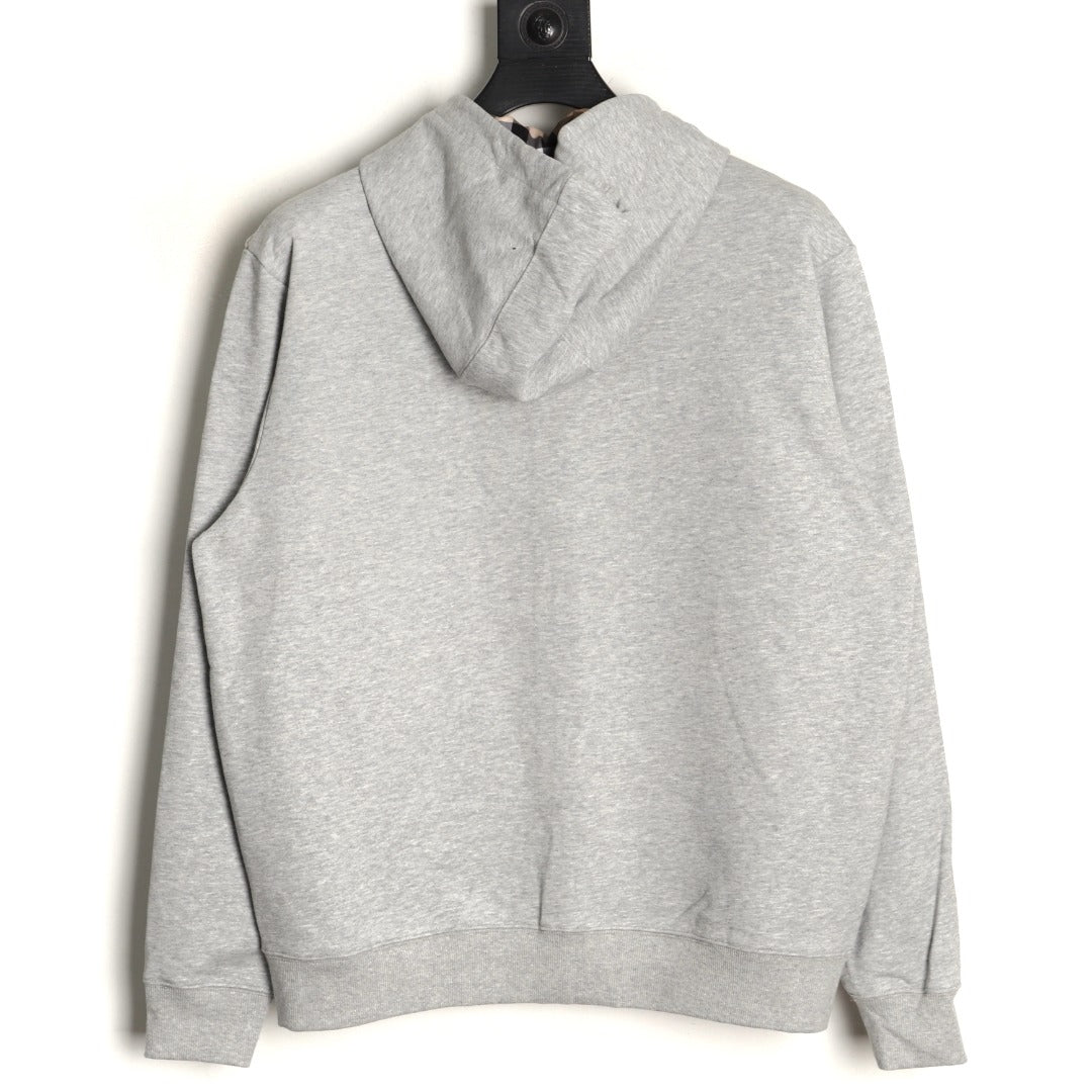 Burberry Equestrian Knight Embroidered Gray Check-Detail Zip Hoodie